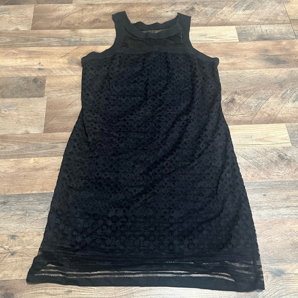 Max Studio Black Textured Mini Dress